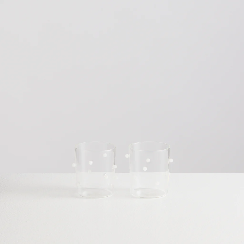 2 Medium Pomponette Gobelets | Clear & White - Image 2